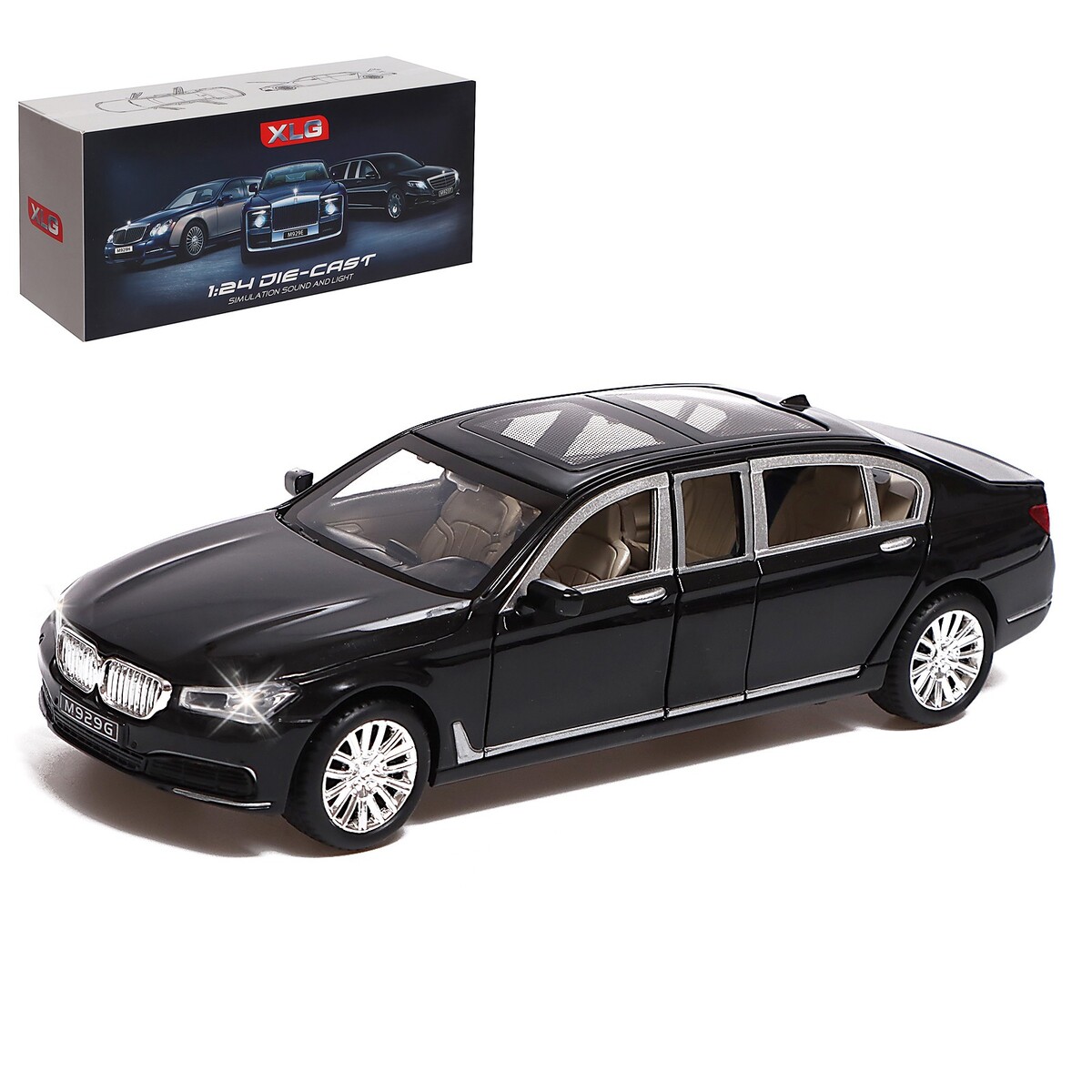 Машина металлическая bmw 760li, 1:24, открываются двери, капот, багажник,  цвет чёрный No brand 01700612: купить за 2210 руб в интернет магазине с  бесплатной доставкой