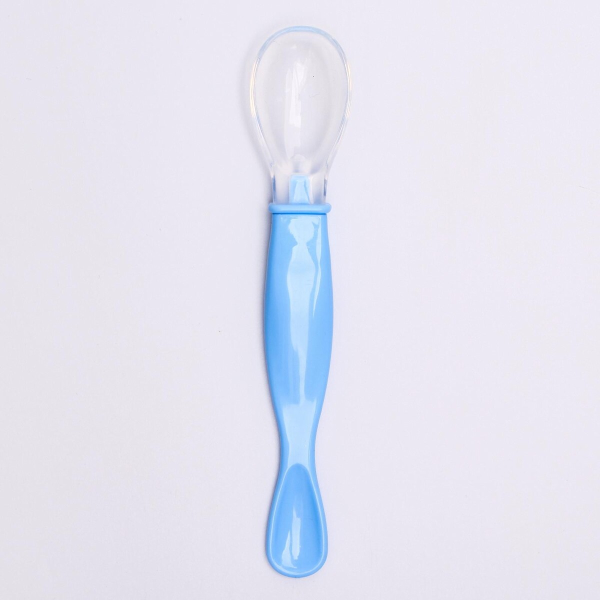 Ложка детская силиконовая для кормления, цвет голубой