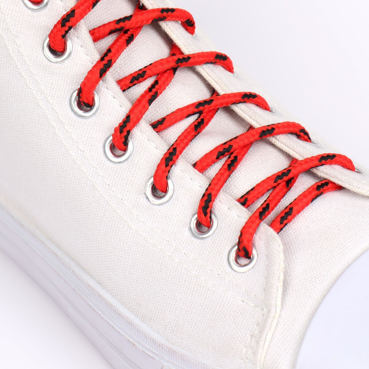 Шнурки для обуви, пара, круглые, d = 5 мм, 120 см, цвет красный/черный, ONLITOP