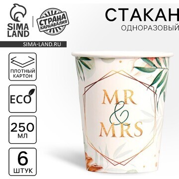 Стакан одноразовый бумажный mr&mrs, набо