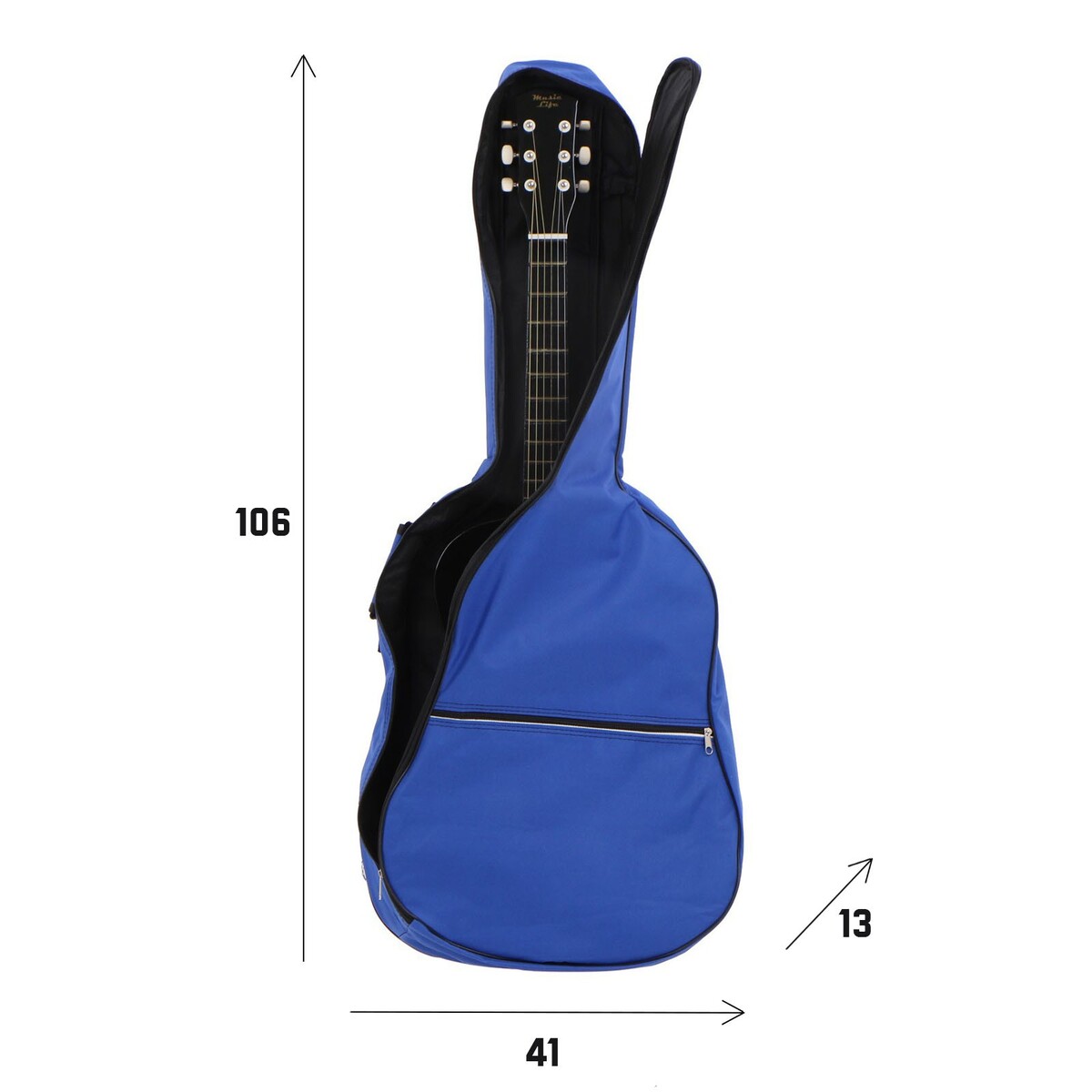 Чехол для гитары music life, 106х41х13 см, синий чехол книжка pero soft touch универсальный 5 2 5 5 темно синий