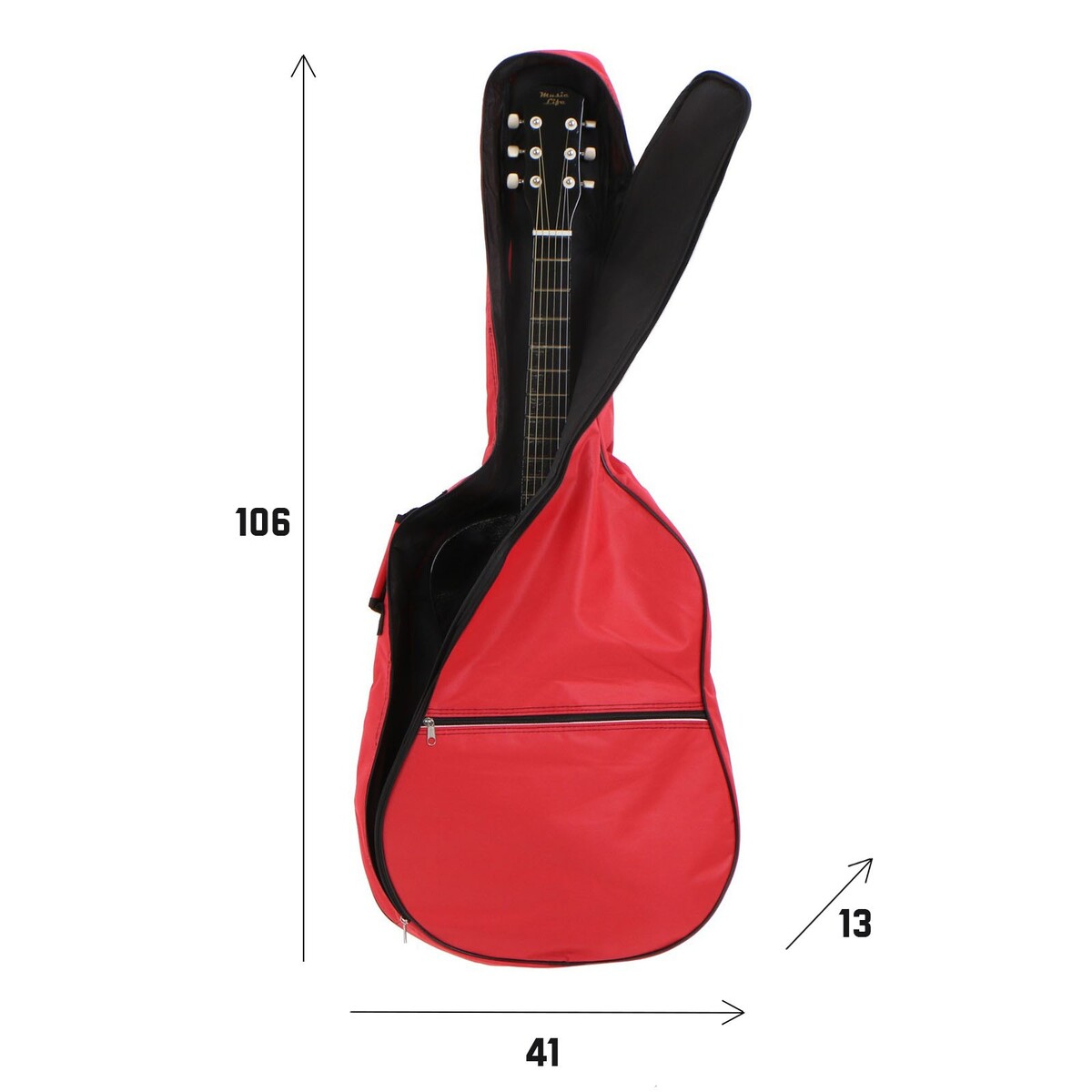 Чехол для гитары music life, 106х41х13 см, красный каподастр для гитары music life синий