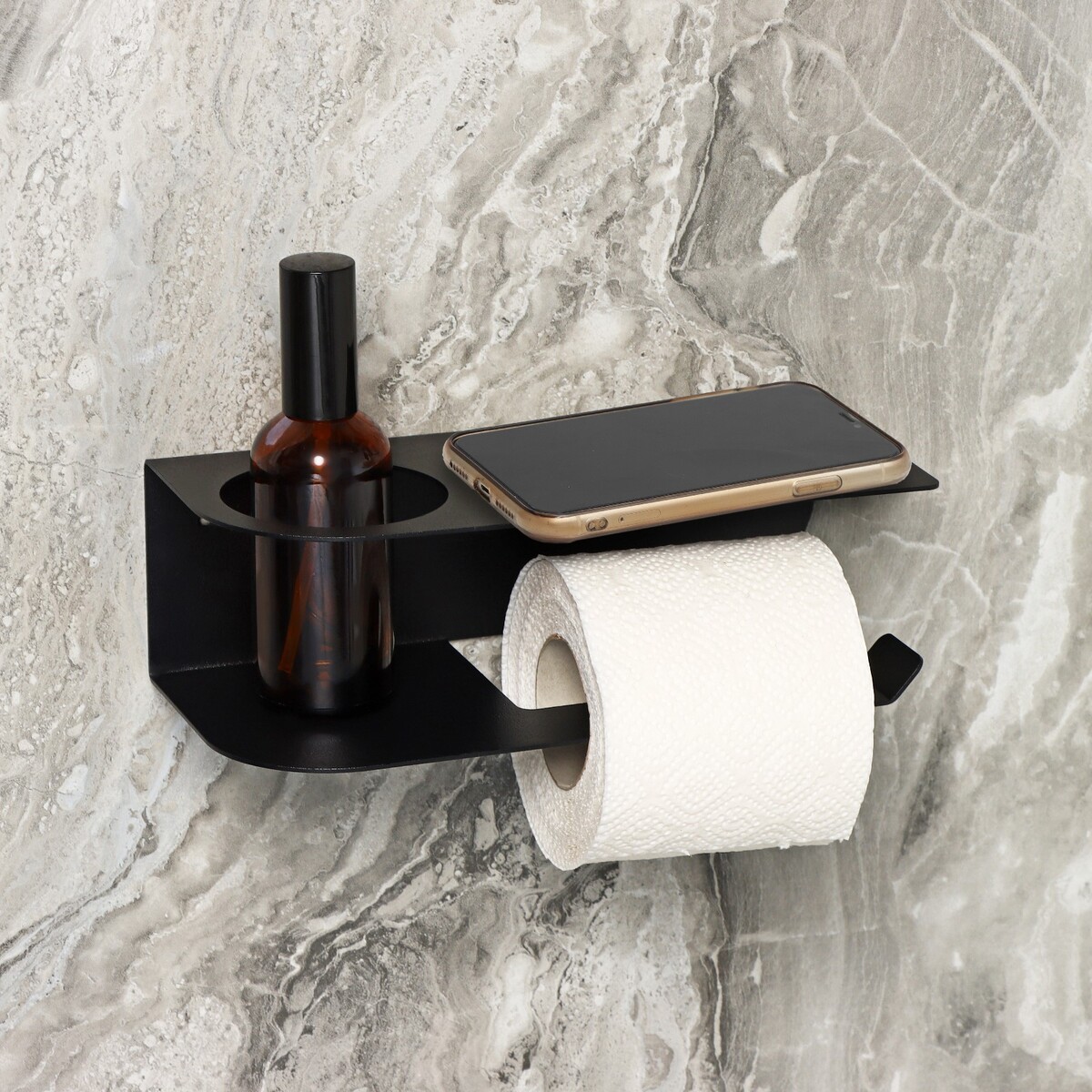 Держатель для туалетной бумаги держатель для туалетной бумаги с полочкой доляна 18 5×10 5×14 3 см на липучке
