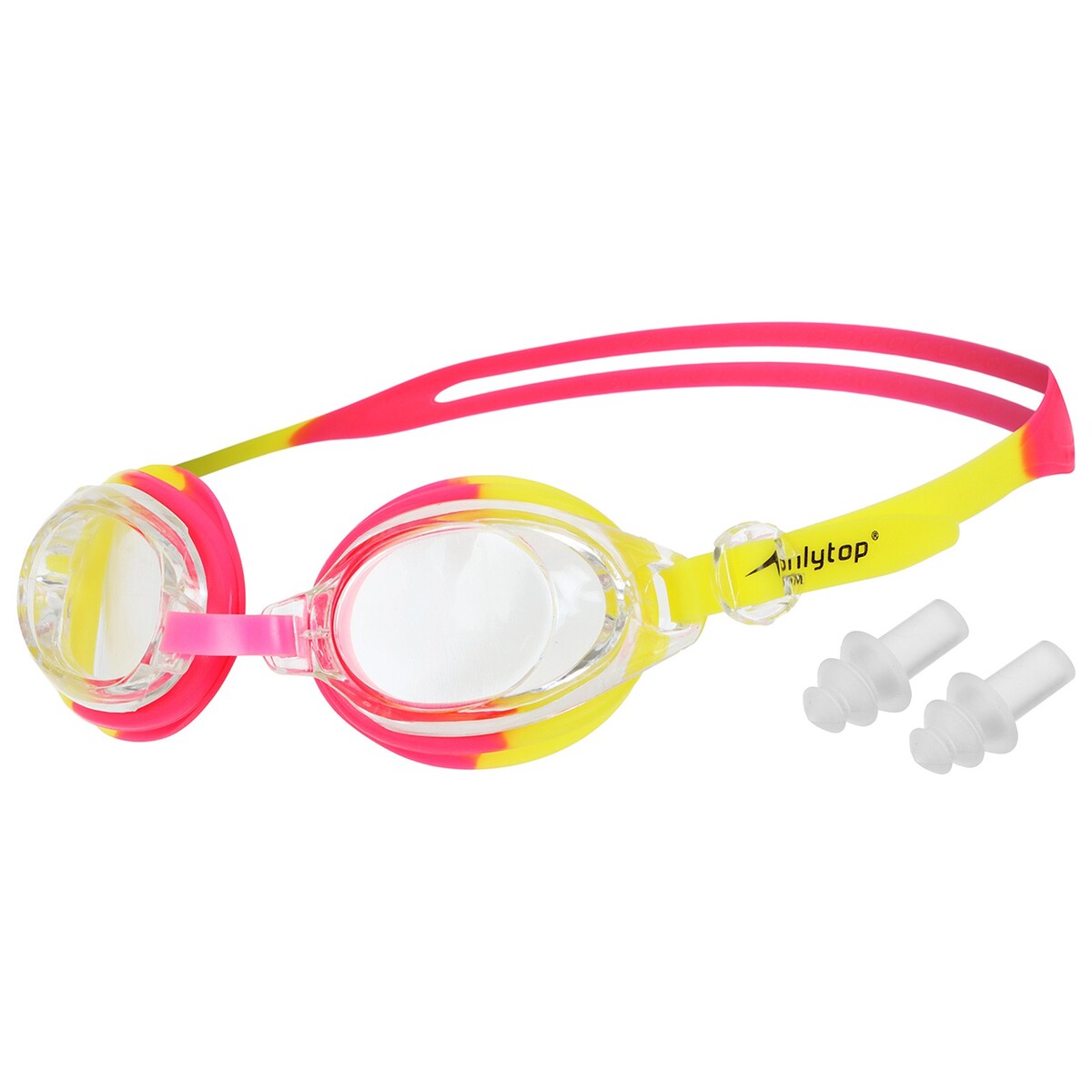 Очки для плавания детские onlytop, беруши, цвет красный/желтый очки для плавания детские tyr swimple tie dye jr lgswtd 420 синие линзы мультиколор оправа