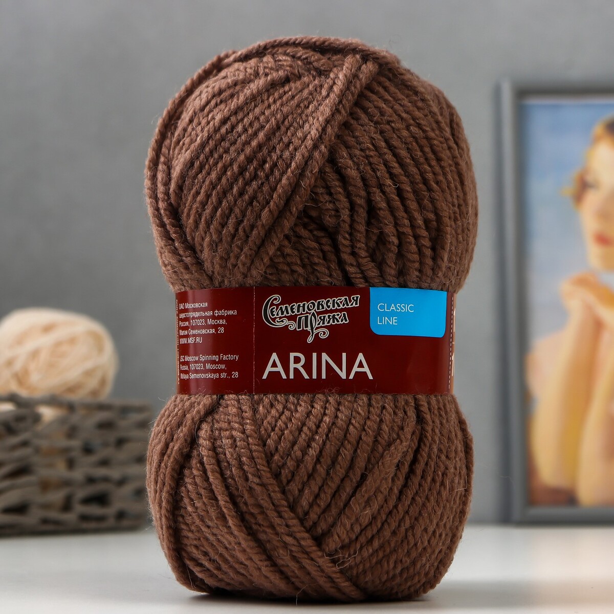 

Пряжа arina (аринапш) 50% шерсть, 50% акрил 123м/100гр какао_new (13378), Коричневый