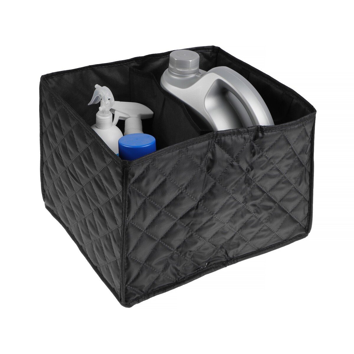 Органайзер в багажник автомобиля, складной, стеганый, оксфорд, 38×31×25 см, черный органайзер саквояж в багажник автомобиля из eva материала 70 см серый кант