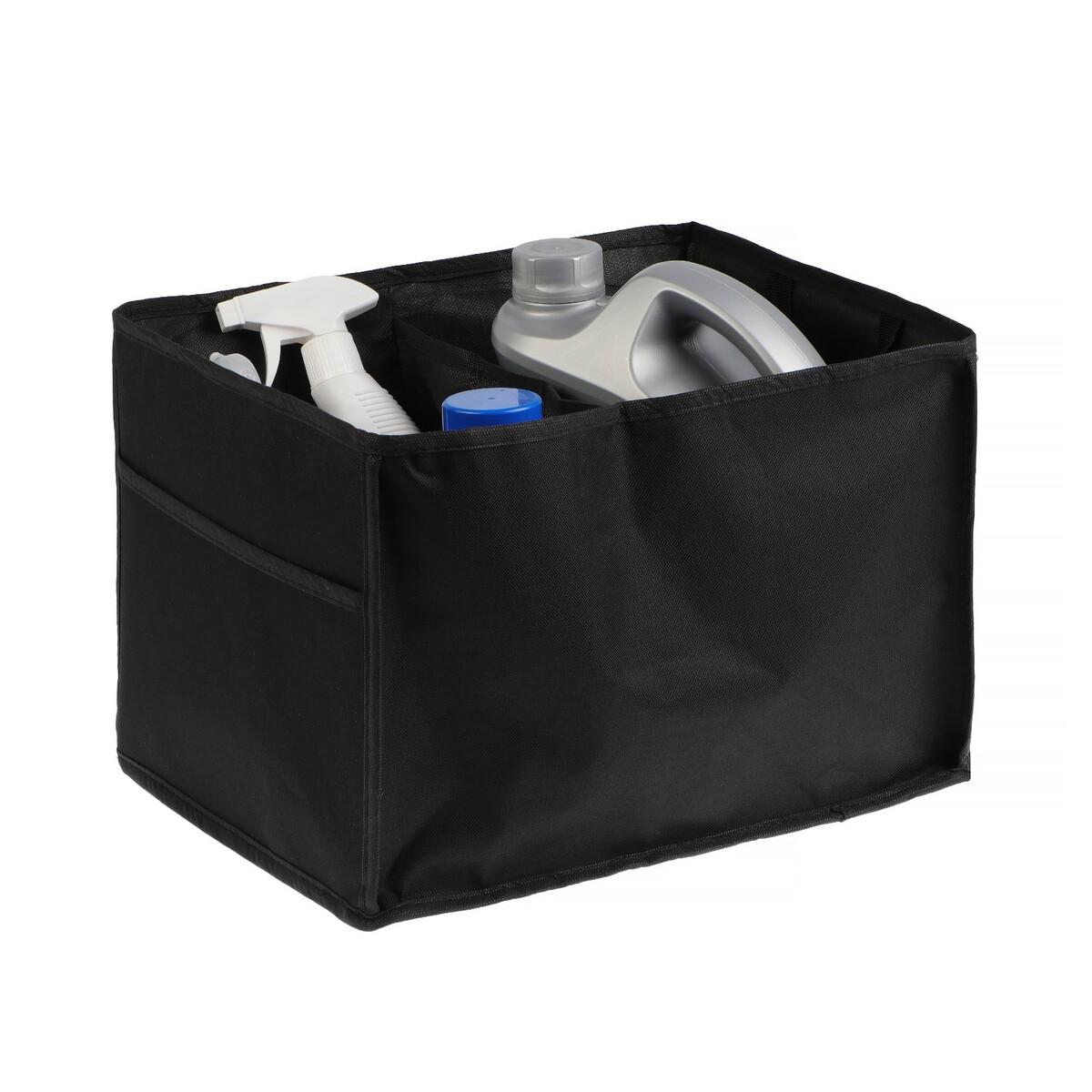 Органайзер в багажник автомобиля, складной, оксфорд, 38×31×25 см, черный органайзер кофр в багажник автомобиля саквояж eva материал 30 см синий кант