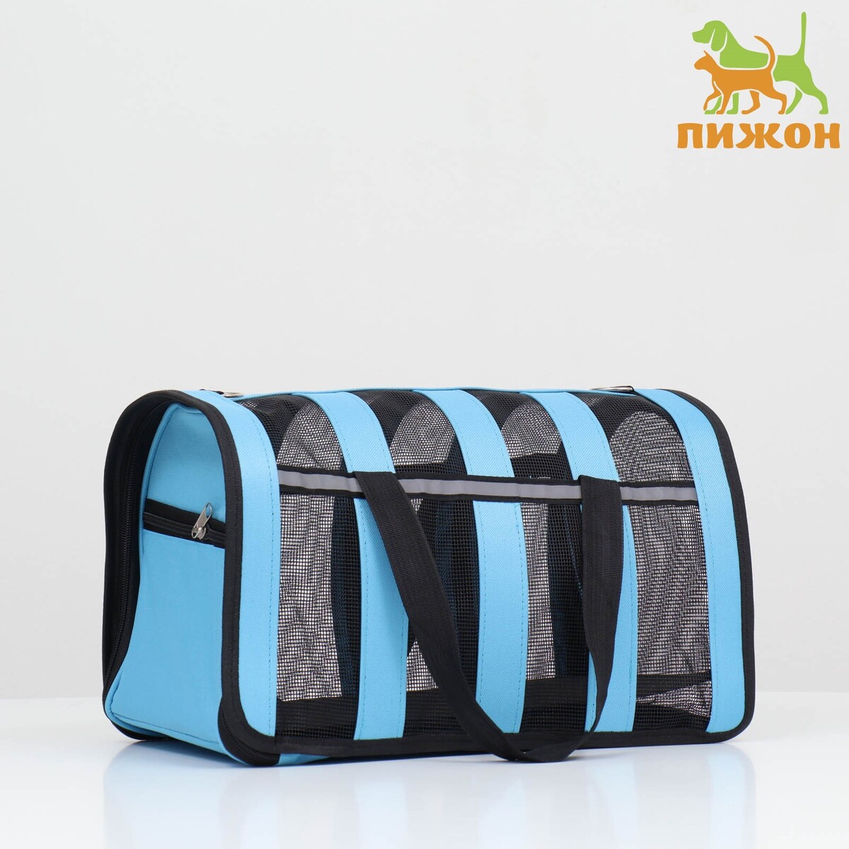 

Сумка-переноска сетчатая в полоску, 35*23*22 см, голубая, Голубой