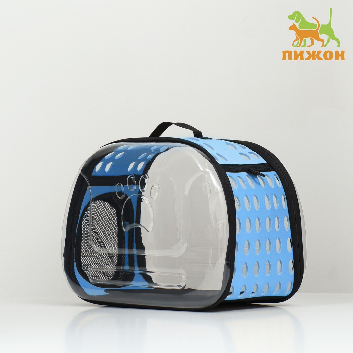 Переноска для животных прозрачная, 42*32*28 см, голубая сумка переноска для животных прозрачная 43 х 24 х 28 см синяя