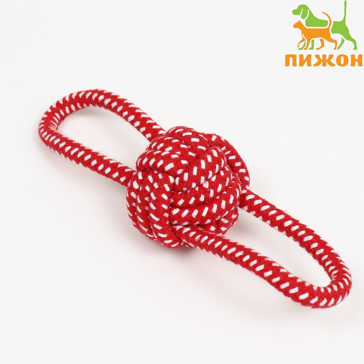 Игрушка канатная игрушка канатная плетеная с ручкой до 38 см до 180 г шар 7 см красная