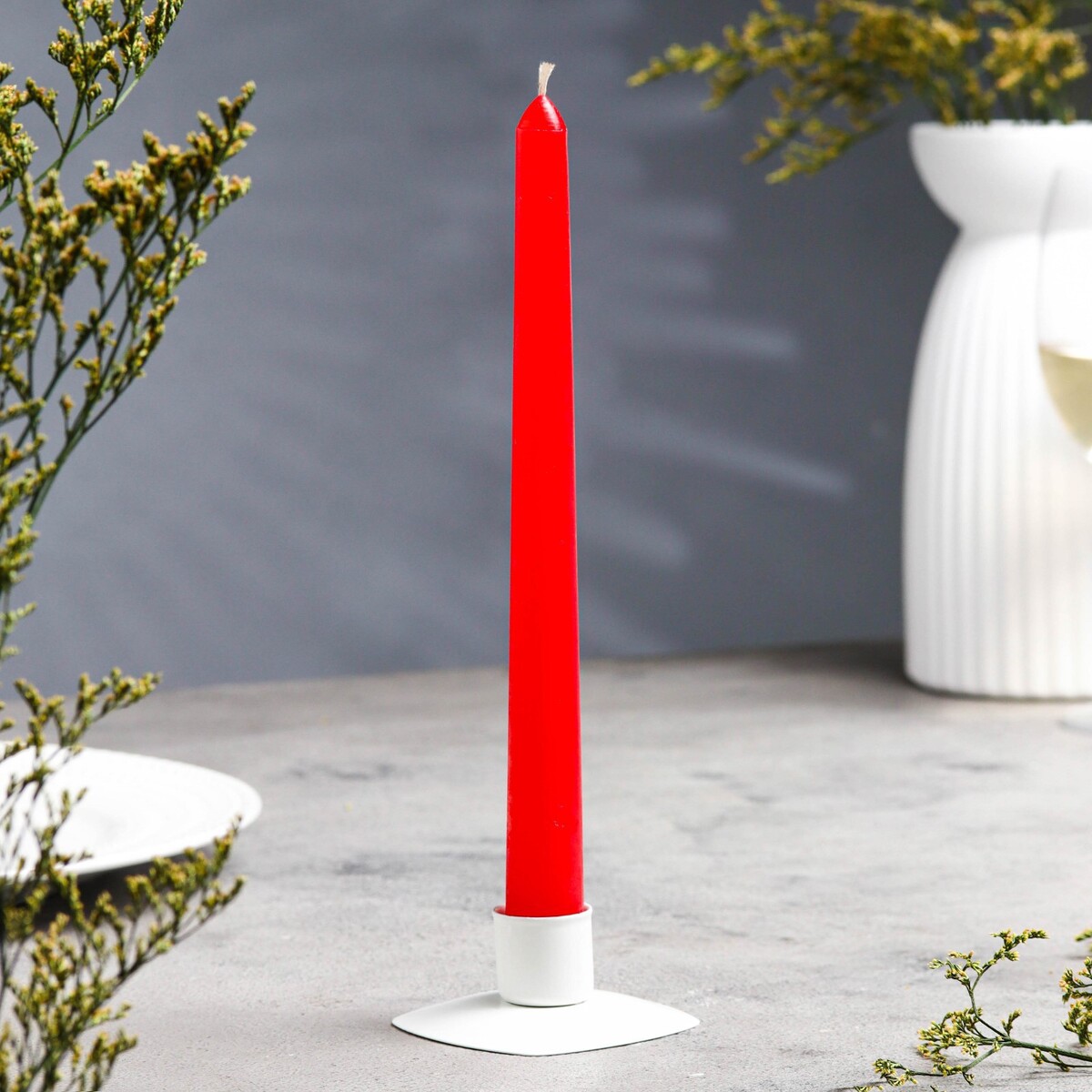 Свеча античная, 2,2х 25 см, лакированная красная свеча витая 2 2х 25 см лакированная красная