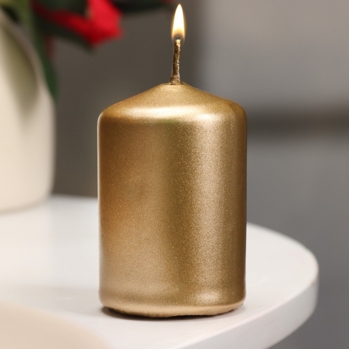 Свеча - цилиндр, 4х6 см, 9 ч, золото свеча интерьерная белая с бетоном низ золото 13 х 7 см