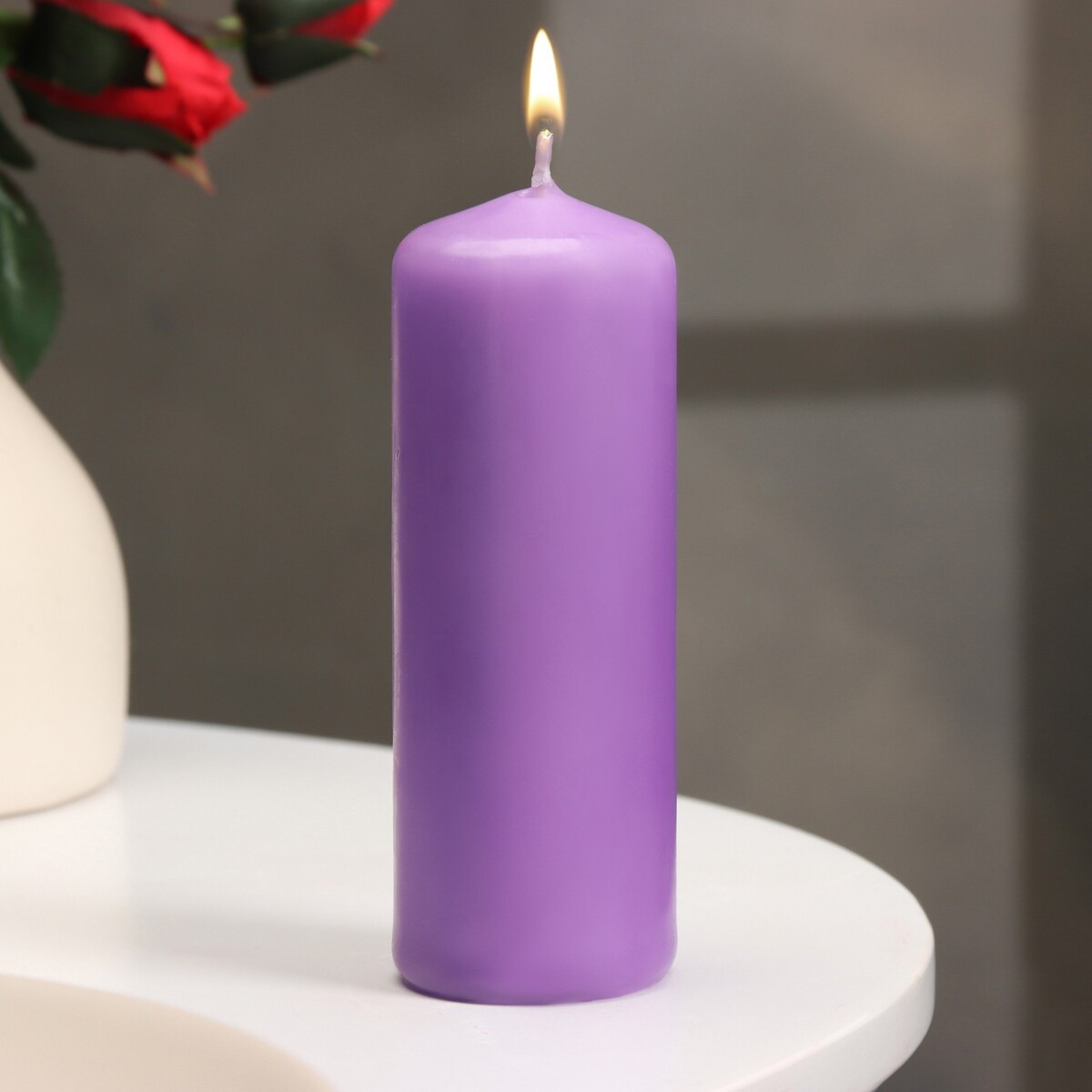 Свеча - цилиндр, 4×12 см, 15 ч, лаванда свеча в стакане лаванда 5 х 6 см