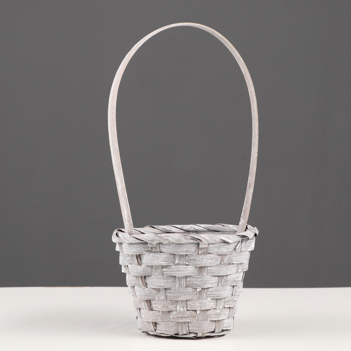 

Корзина плетеная, бамбук, 13x9.5, h=28 см, Серый