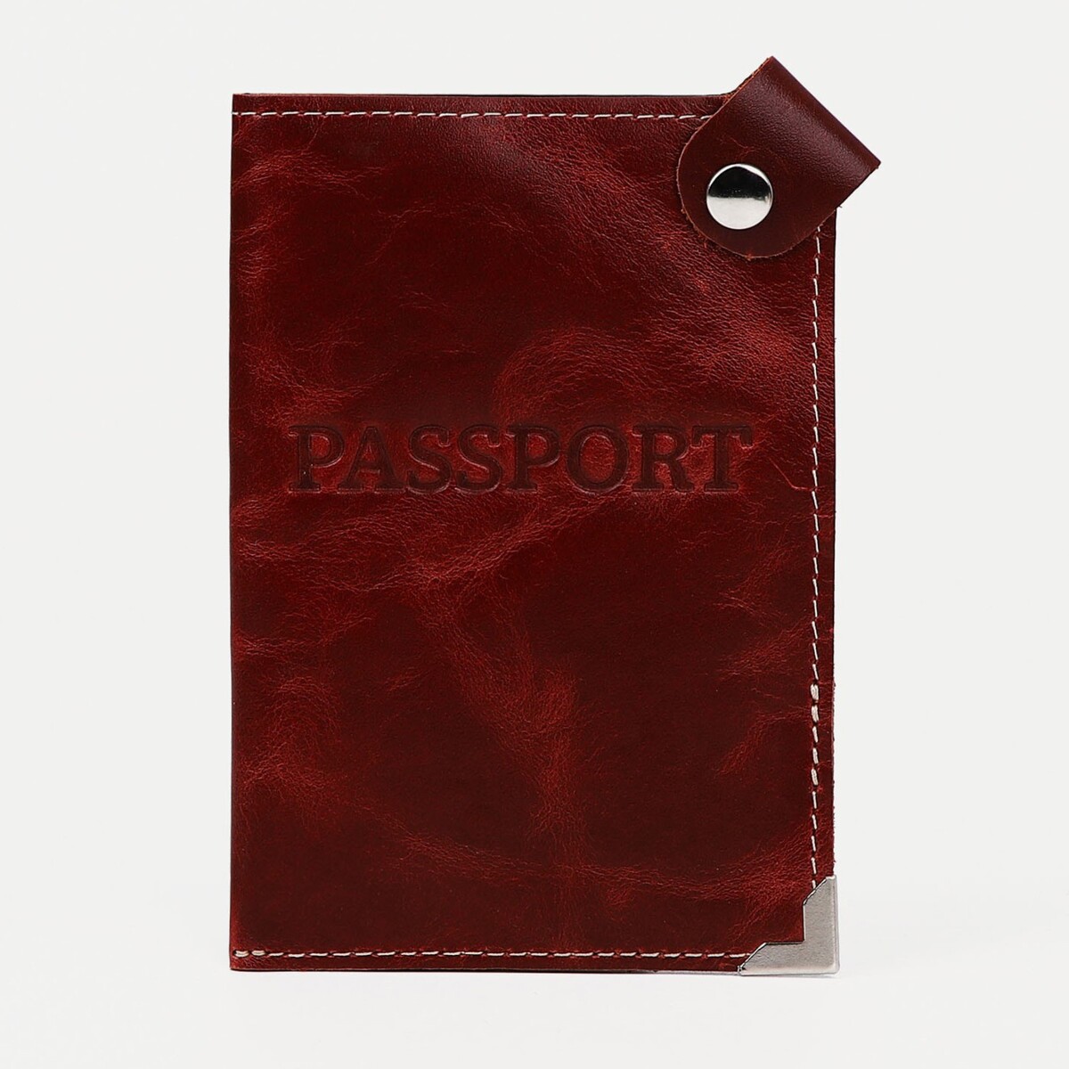 Обложка для паспорта на кнопке, цвет коричневый No brand