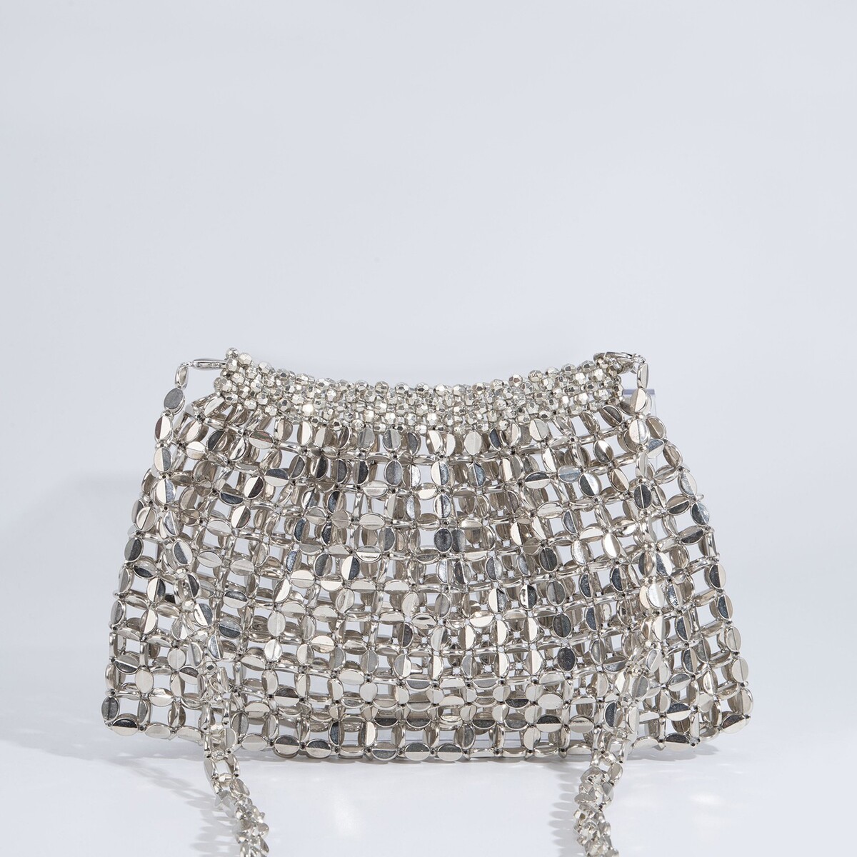 Сумка-клатч без застежки, длинный ремень, цвет серебряный ремень для сумки textura серебряный