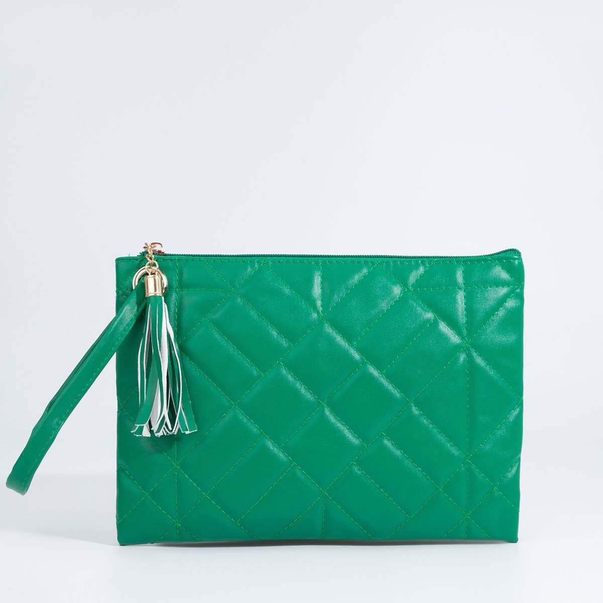 Сумка-клатч на молнии, ремешок на запястье, цвет зеленый сумка клатч на фермуаре зеленый