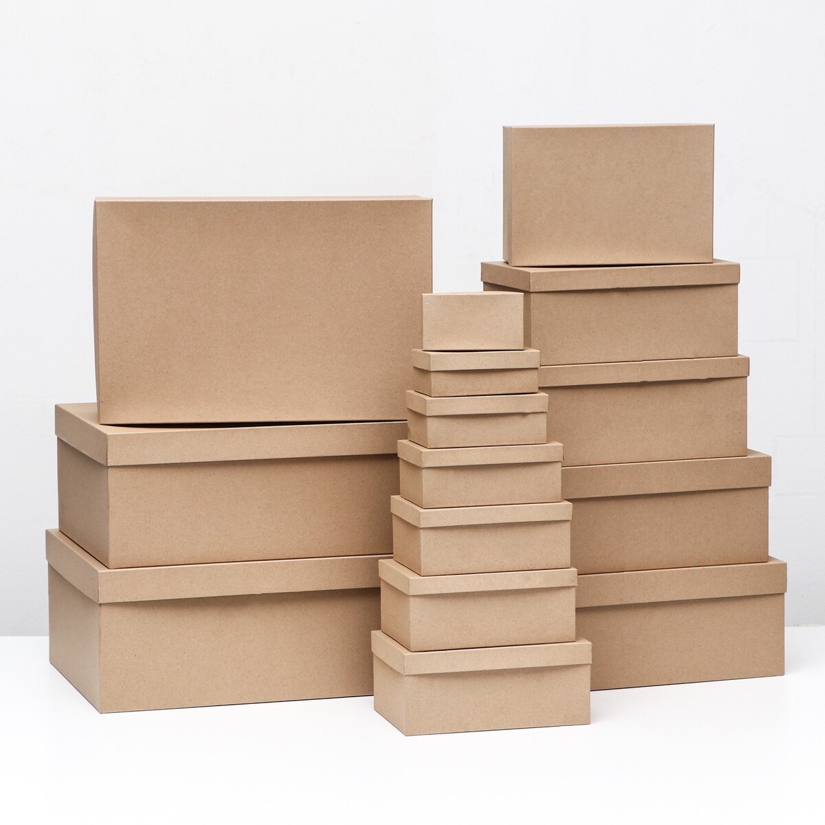 Набор коробок крафт однотонный 15в1 44 х 34 х 15,5 - 11 х 6 х 4 см пакет бумажный фасовочный крафт v образное дно 25 х 17 х 7 см набор 100 шт