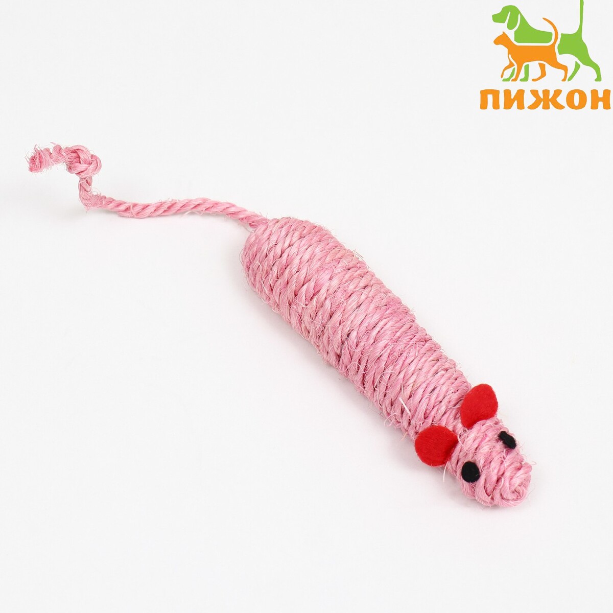 Игрушка сизалевая мышь погремушка сизалевая 7 см розовая белая