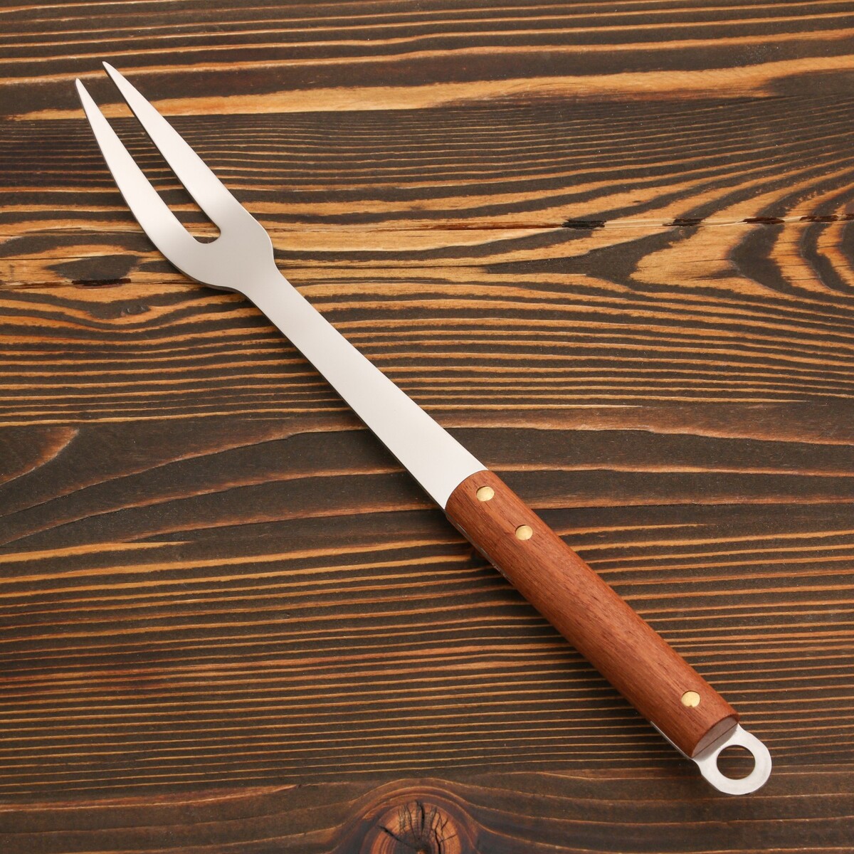 Вилка для мяса с деревянной ручкой 36 см, 7х3,5 см топорик кухонный для мяса сarbon с деревянной ручкой
