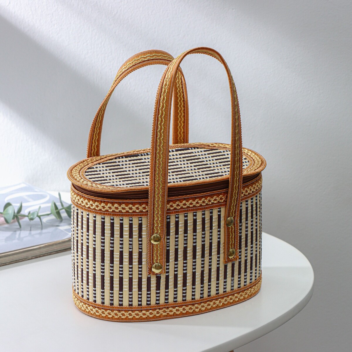 Корзина для хранения доляна nature, 20×13×13, бамбук корзина для хранения с ручками овальная доляна my basket 20×30×13 серый