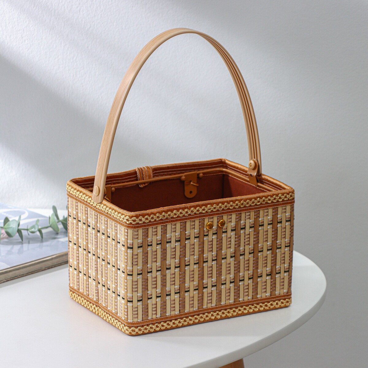 Корзина для хранения доляна nature, 19×14×12, бамбук корзина плетеная бамбук оранжевая средняя