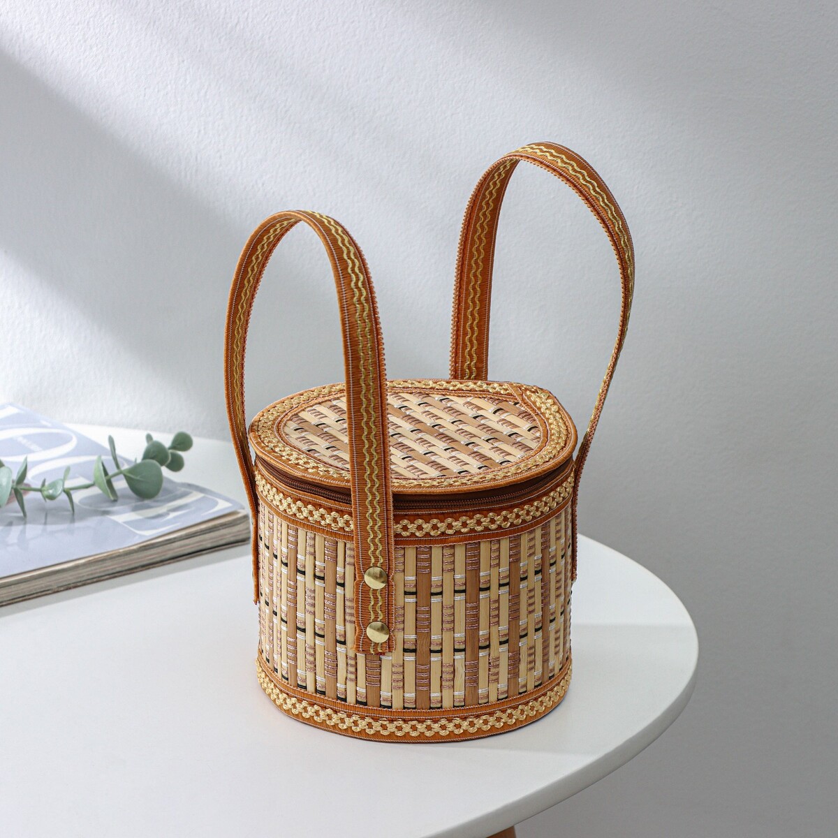 Корзина для хранения доляна nature, 14×14×13, бамбук корзина плетеная бамбук оранжевая средняя