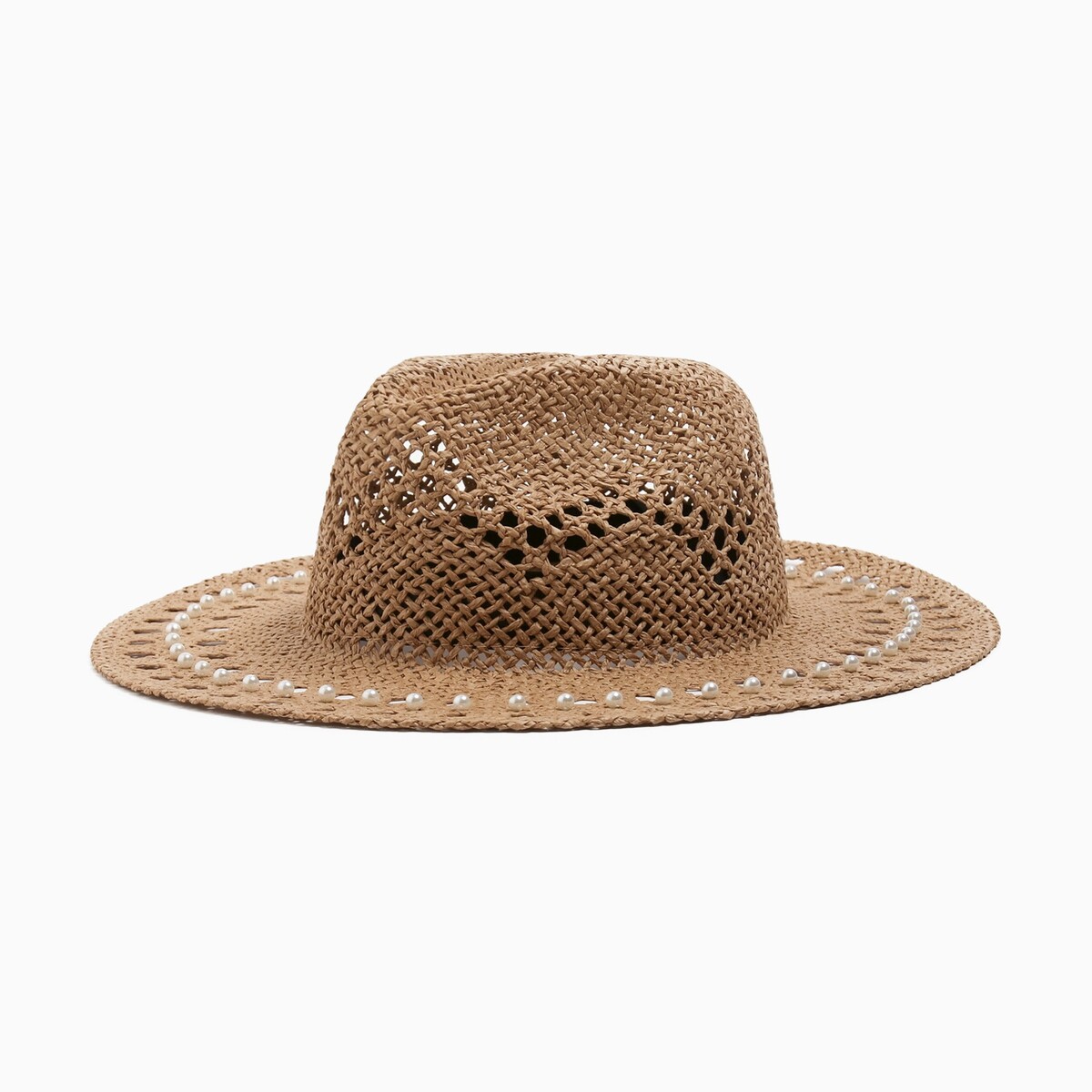 Шляпа женская с декором minaku цвет коричневый, р-р 56-58 шляпа для девочки gloria jeans gas014406 коричневый 4 6л 0