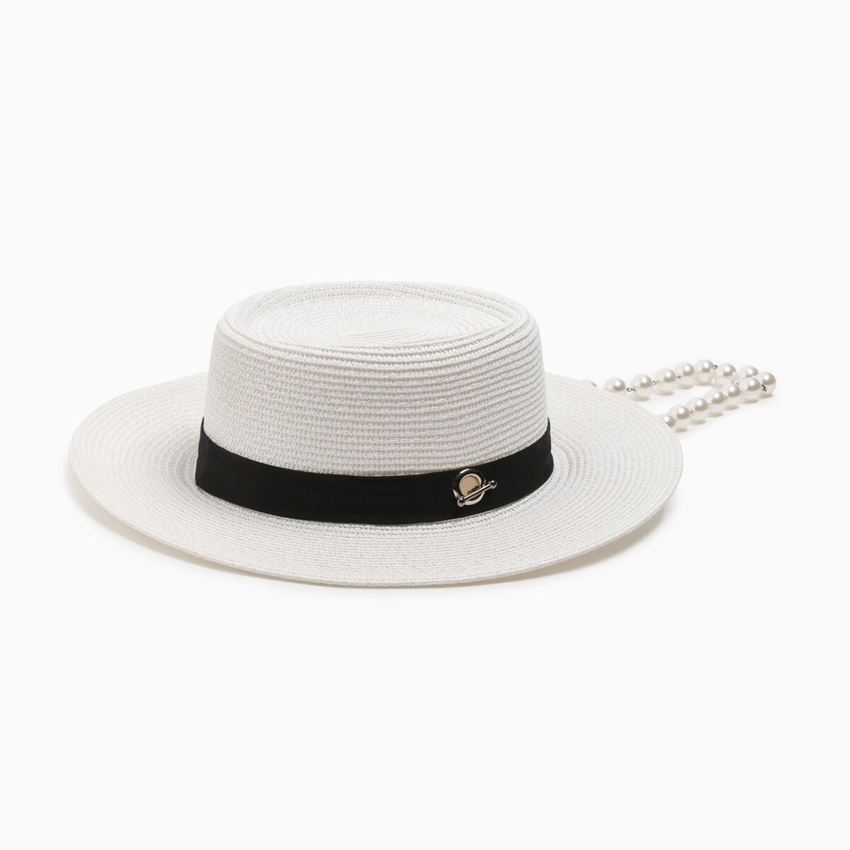

Шляпа женская с бусинами minaku цвет молочный, р-р 56-58, Белый