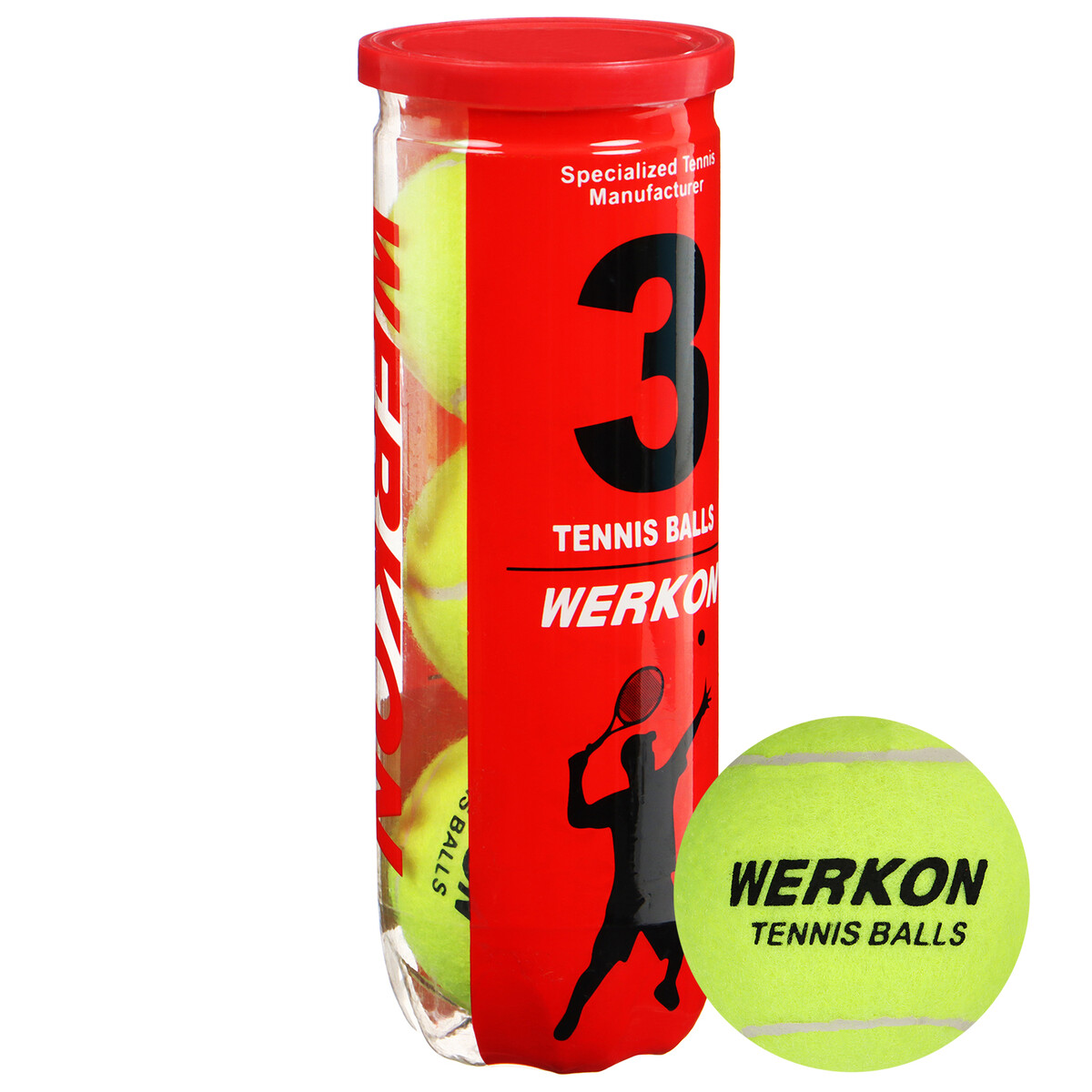 Набор мячей для большого тенниса werkon 989, с давлением, 3 шт. сетка для большого тенниса эконом 2 0мм гимнаст 4 011