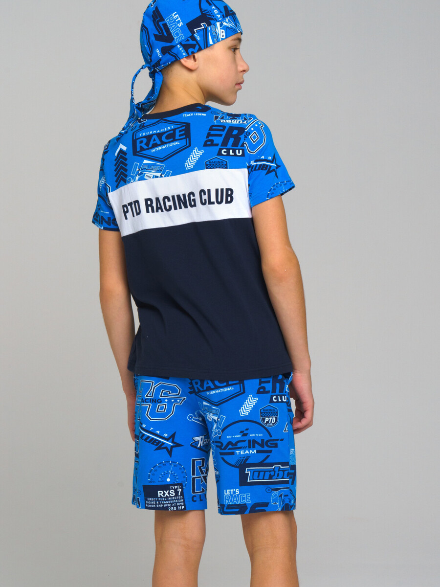 Комплект трикотажный фуфайка футболка шорты PLAYTODAY, размер рост 128 см, цвет синий 02060023 - фото 3