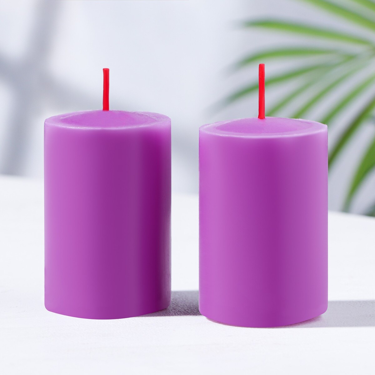 Набор свечей-столбиков 2 шт, 4х6 см, фиалка краситель на основе соевого воска для свечей 5 г фиолетовый