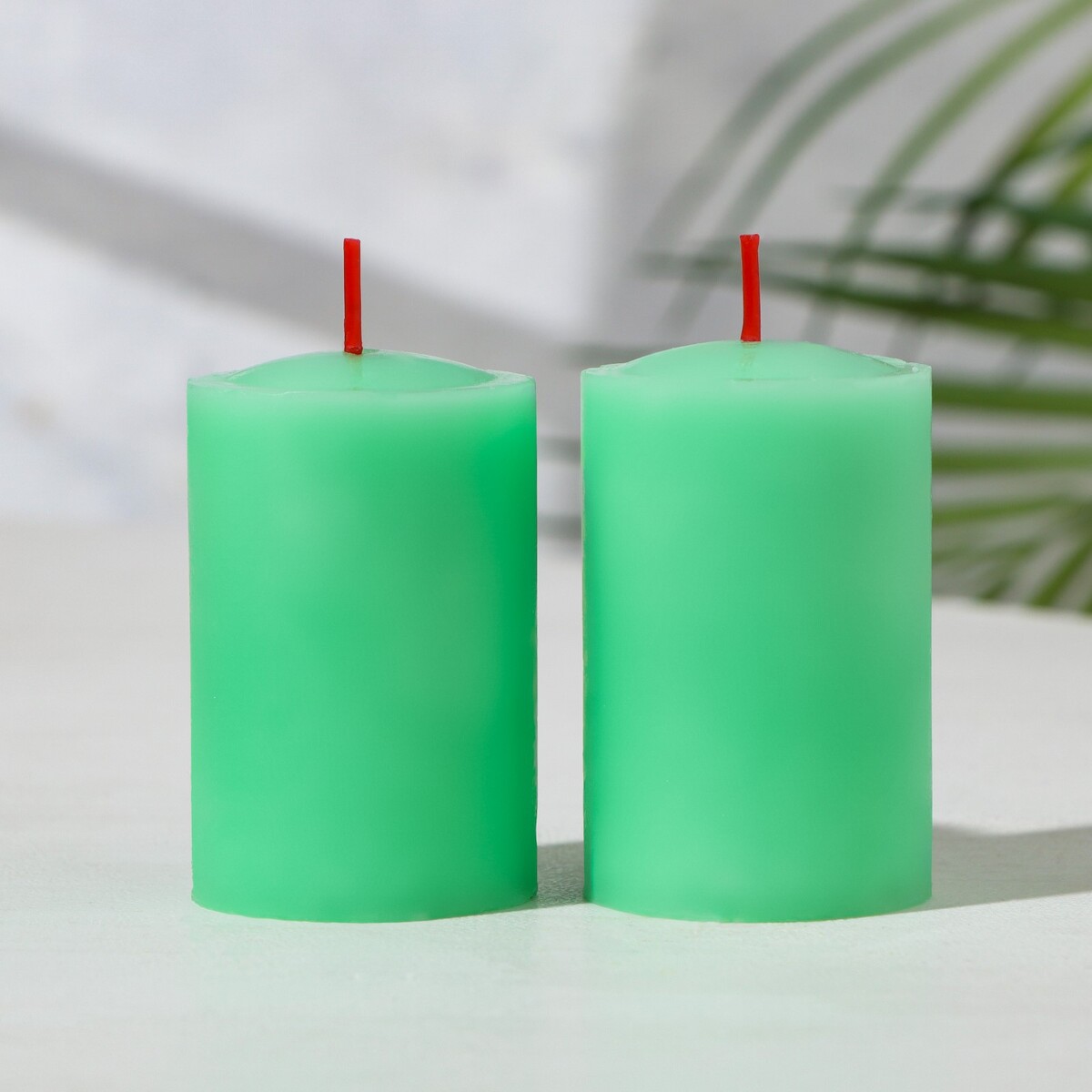 Набор свечей-столбиков 2 шт, 4х6 см, сандал конусы eco green набор 20 шт сандал