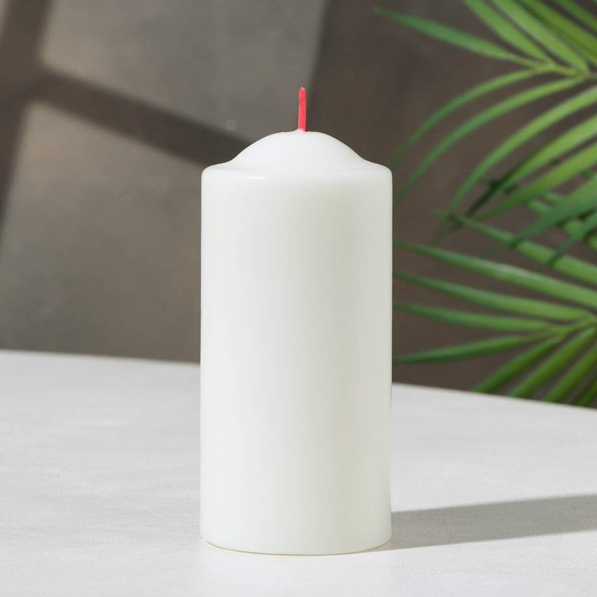 Свеча - столбик, 12х5,6 см, белая свеча столбик с бетоном поталь белый 10 х 5 см
