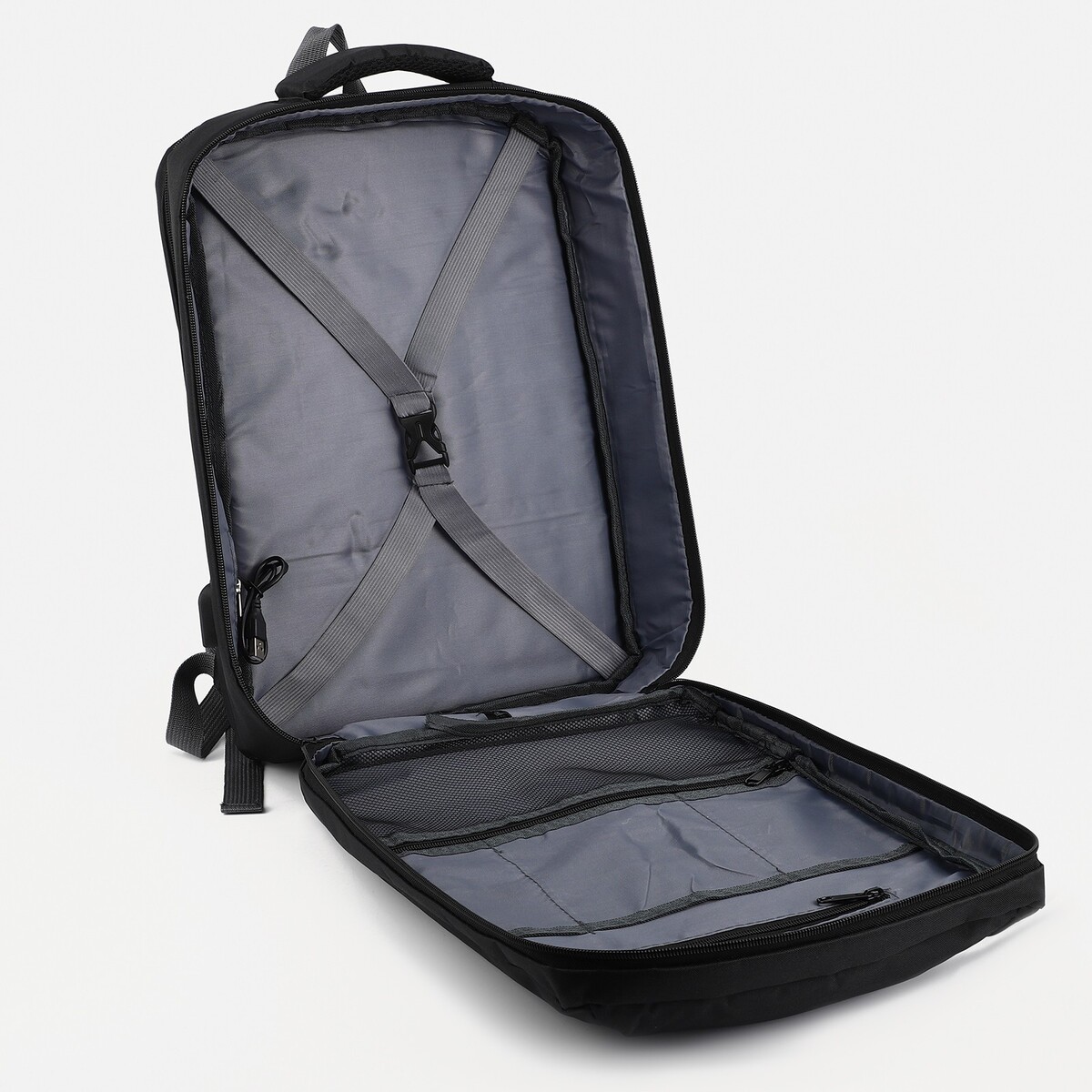 Рюкзак с usb, 29*40*12 см, отдел для ноутбука, черный No brand 02085446 - фото 6