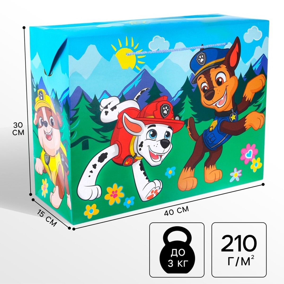 

Пакет подарочный-коробка, 40×30×15 см, упаковка, щенячий патруль, Разноцветный