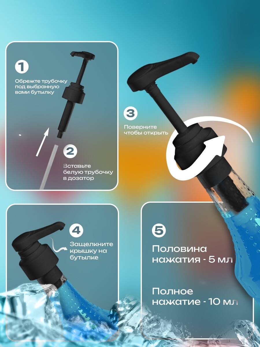

Помпа - дозатор для сиропа, черная, 10 мл, Черный