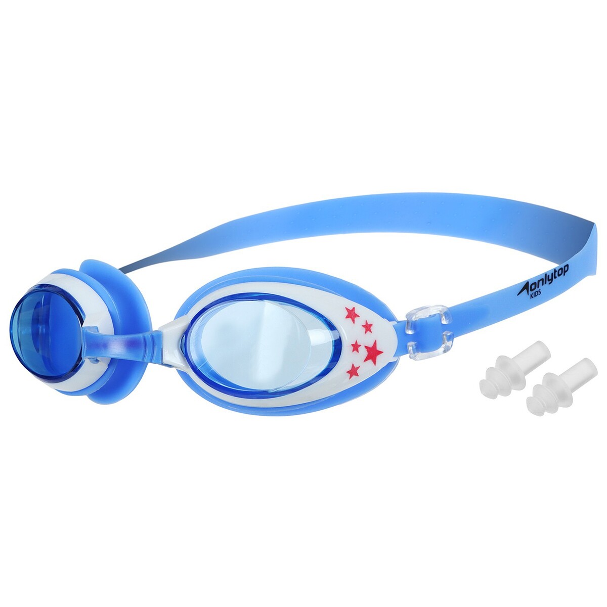 Очки для плавания детские onlytop, беруши, цвет голубой очки для плавания mad wave raptor m0427 10 0 17w