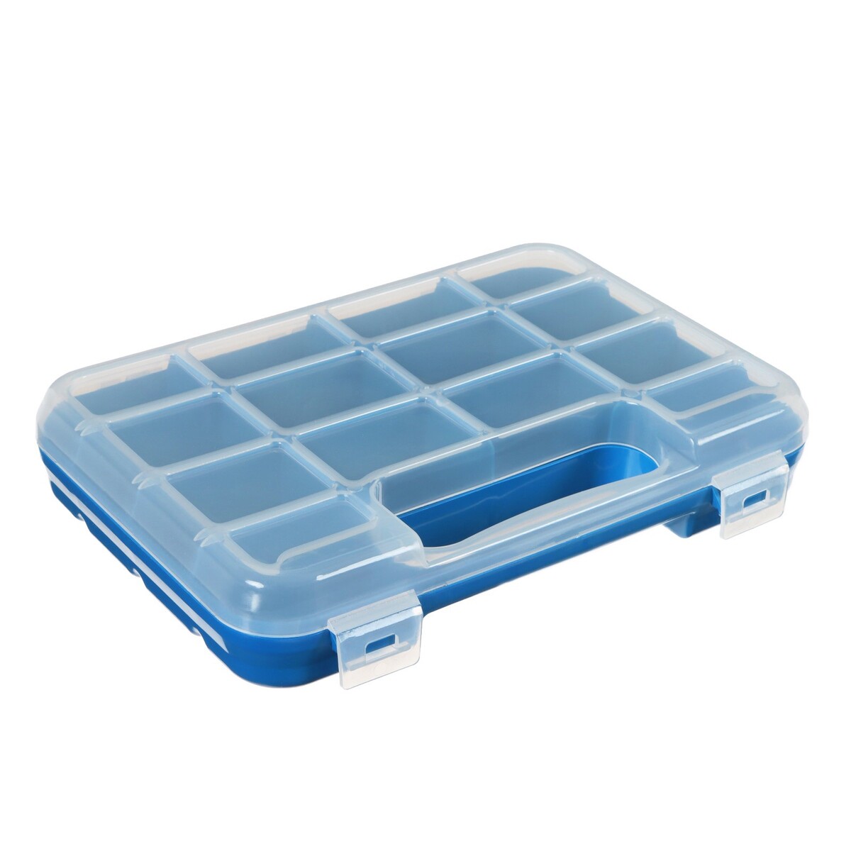Коробка для рыболовных мелочей к-14, пластмасса, 23.5 х 16 х 4.5 см, синяя кубики методики зайцева собранные синяя коробка картон