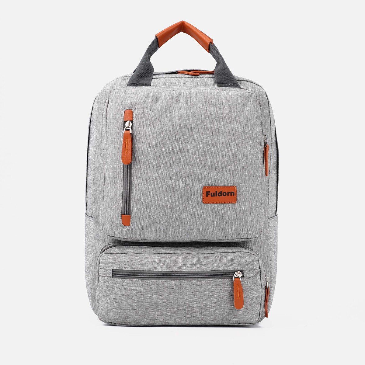 Рюкзак на молнии, 4 наружных кармана, цвет светло-серый, No brand