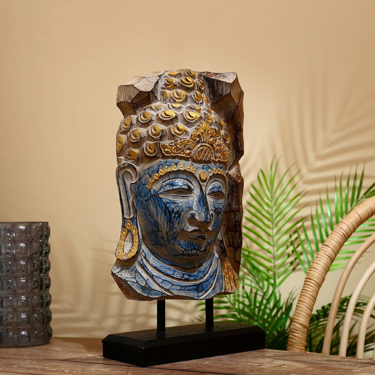 Сувенир сувенир полистоун синий слон в попоне с золотым узором и зеркалами 14х7х11 см