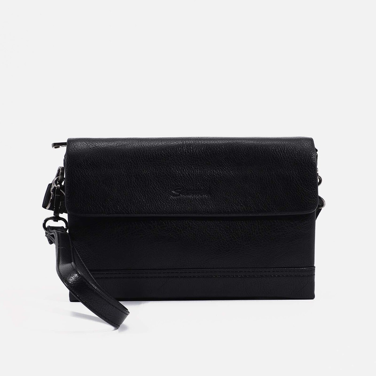 Клатч на молнии, наружный карман, цвет чёрный No brand, размер маленький 02144067 - фото 1