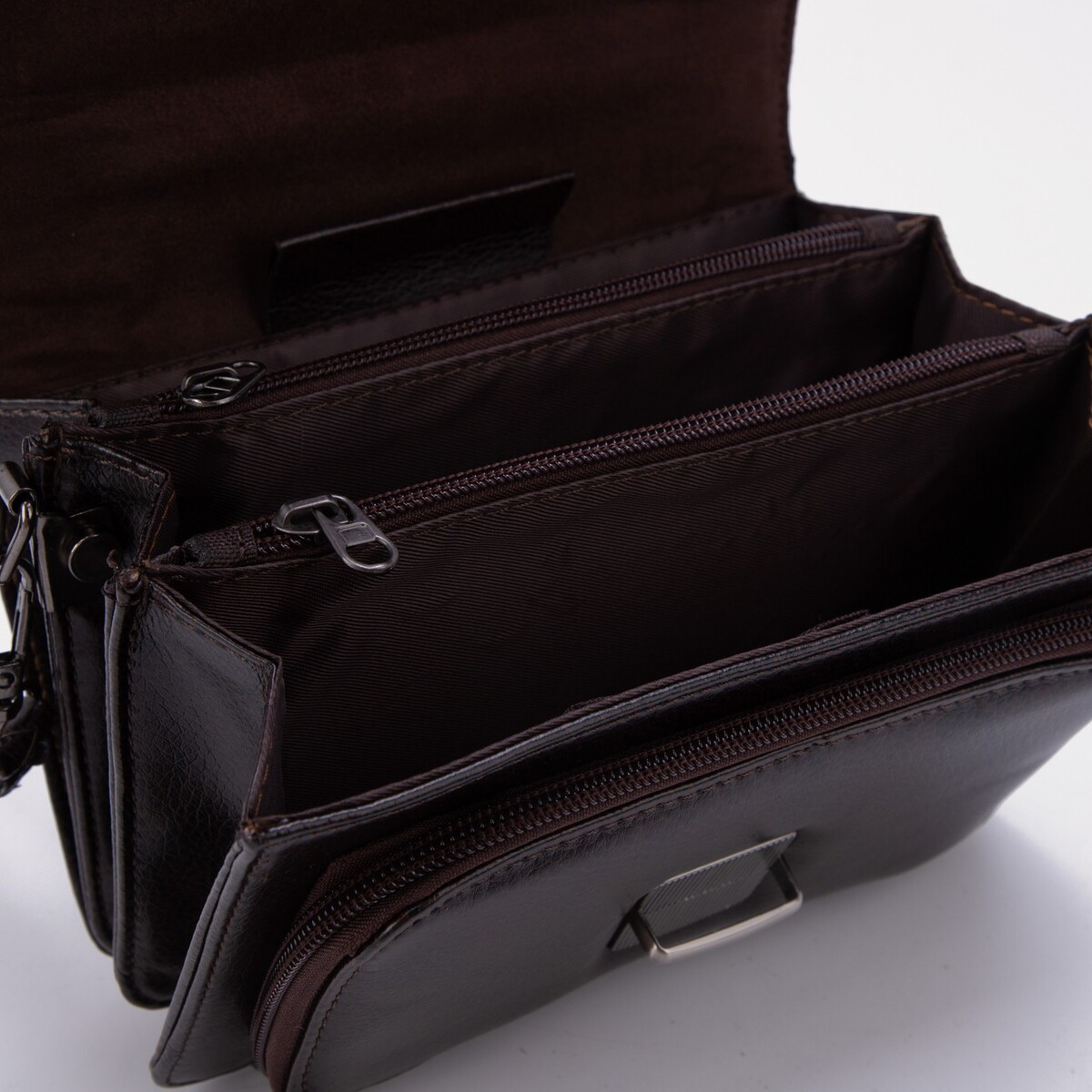 Барсетка, отдел на клапане, наружный карман, ручка, цвет коричневый No brand 02155766 - фото 3