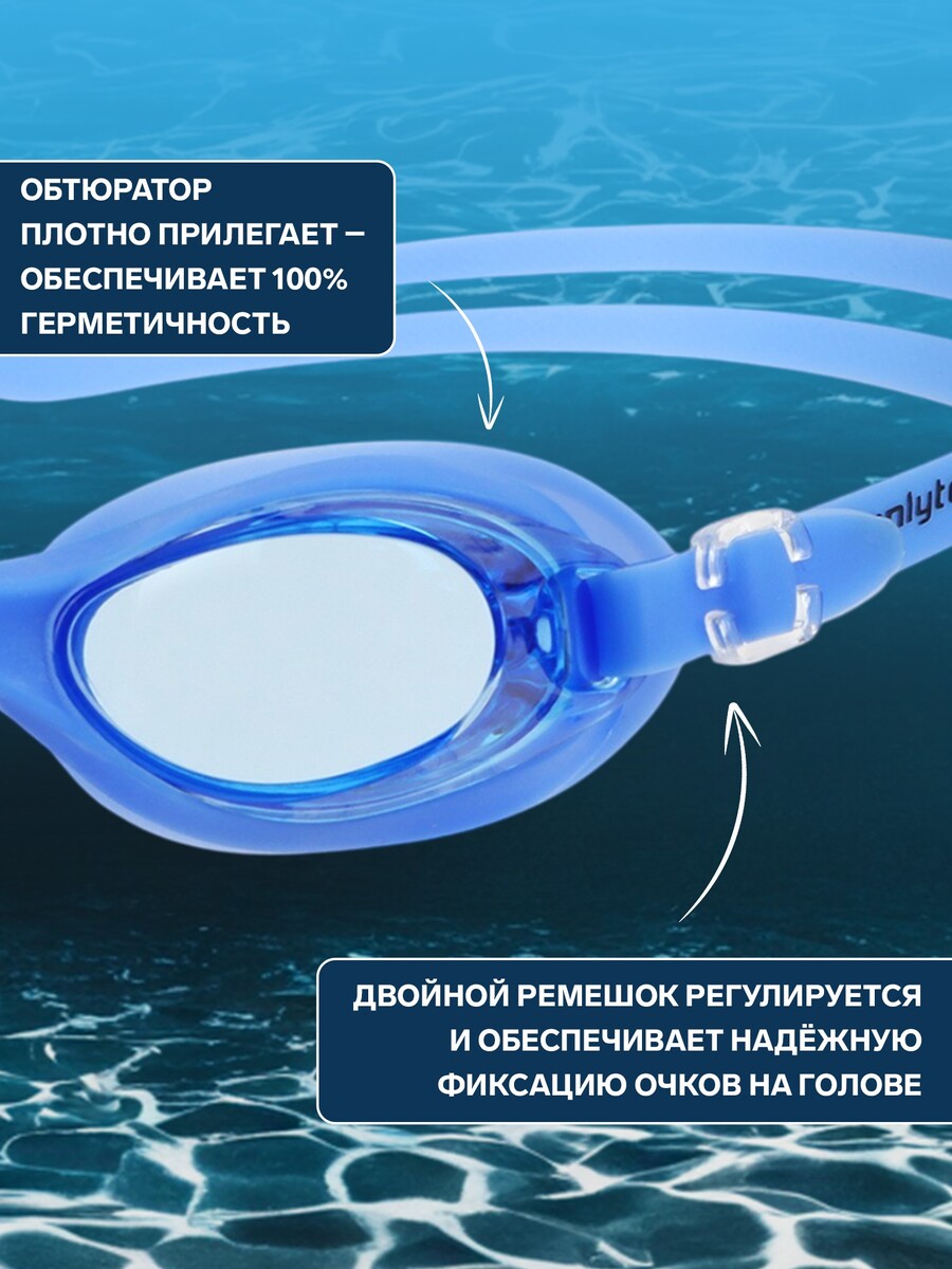 

Очки для плавания onlytop, беруши, цвет синий
