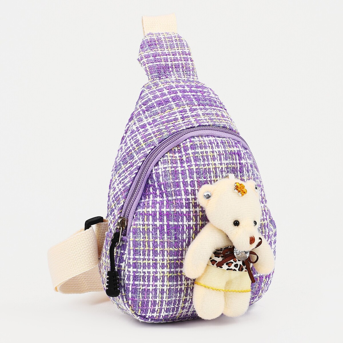 Сумка детская на молнии, через плечо, цвет сиреневый сумка через плечо bee мишка на молнии