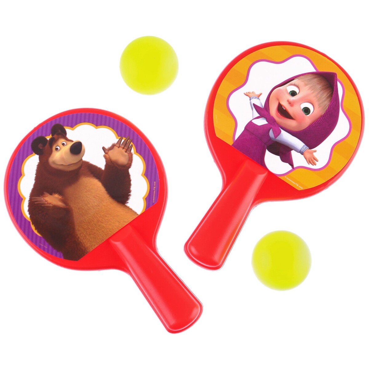 Набор игровой, ракетки 8×12 см и два мячика, маша и медведь раскраска с наклейками набор 2 шт по 12стр маша и медведь