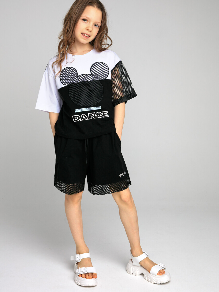 Комплект трикотажный фуфайка футболка шорты пояс комплект для женщин фуфайка трикотажная футболка брюки текстильные