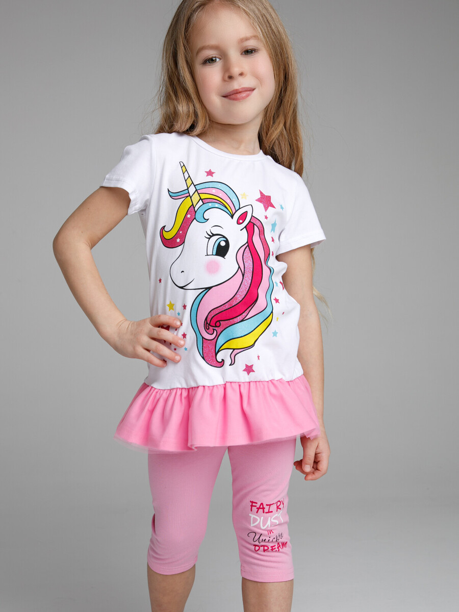 Комплект трикотажный фуфайка футболка бриджи леггинсы пояс комплект трикотажный для девочек фуфайка футболка бриджи