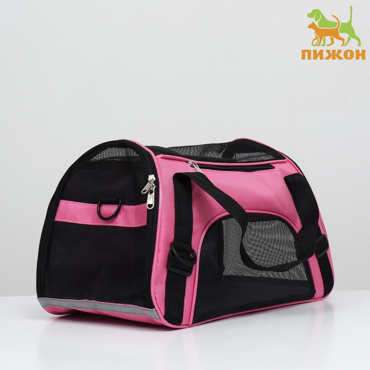 Сумка-переноска сетчатая, 43 х 21 х 30 см, розовая сумка переноска для животных с раздвижным окном 24 х 25 х 41 см розовая