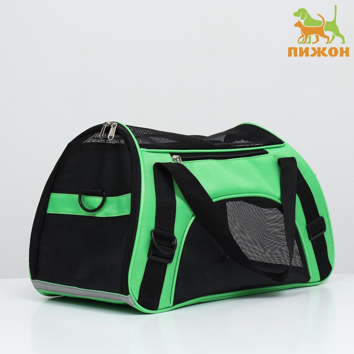 Сумка-переноска сетчатая, 48 х 26 х 31 см, зеленая сумка переноска сетчатая 52 х 25 х 33 см фиолетовая